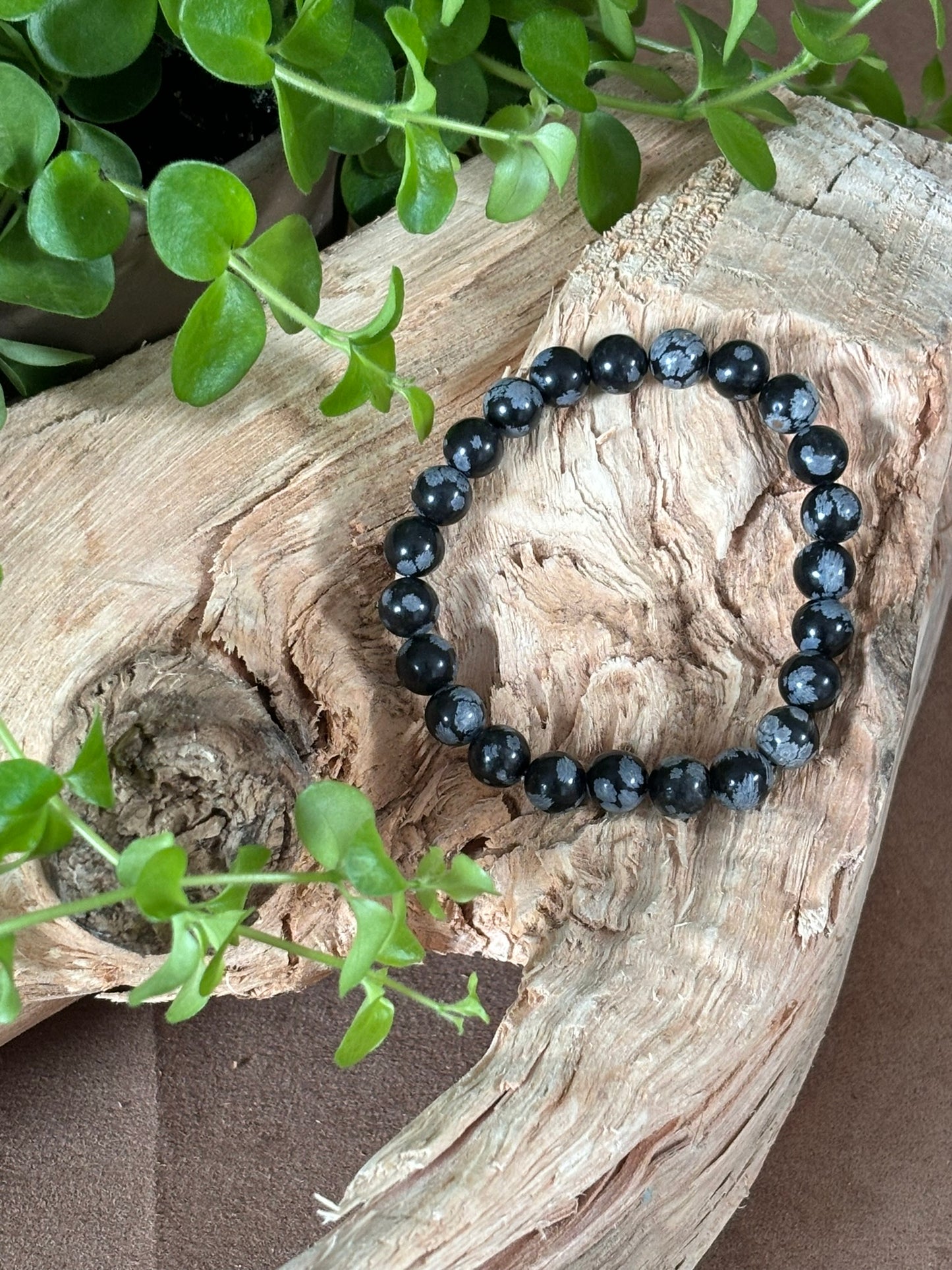 Sneeuwvlok obsidiaan armband 8mm