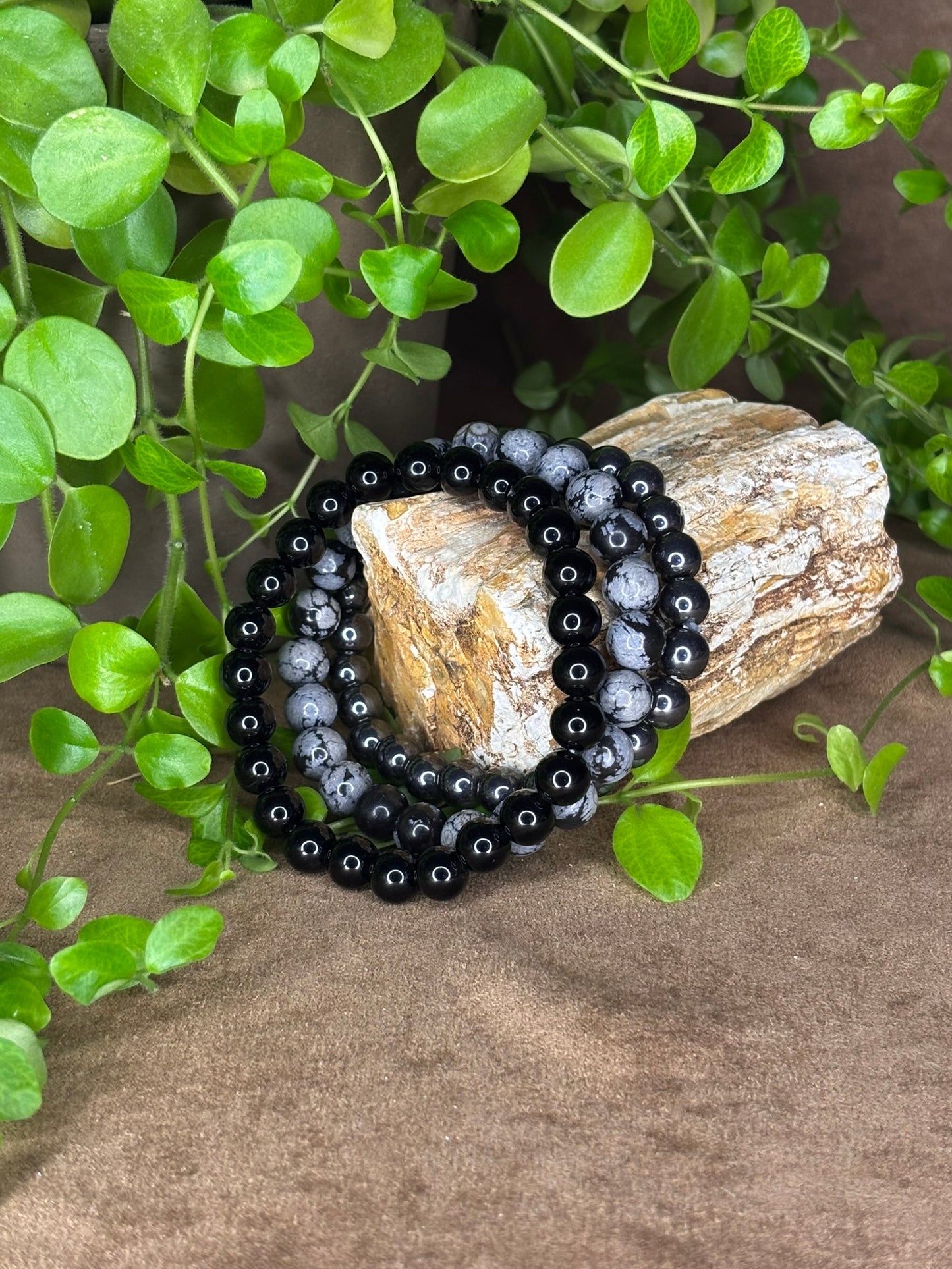 Armbanden set zwart/grijs