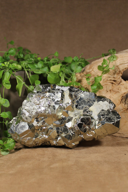 Pyriet met kwarts – groot kristalcluster