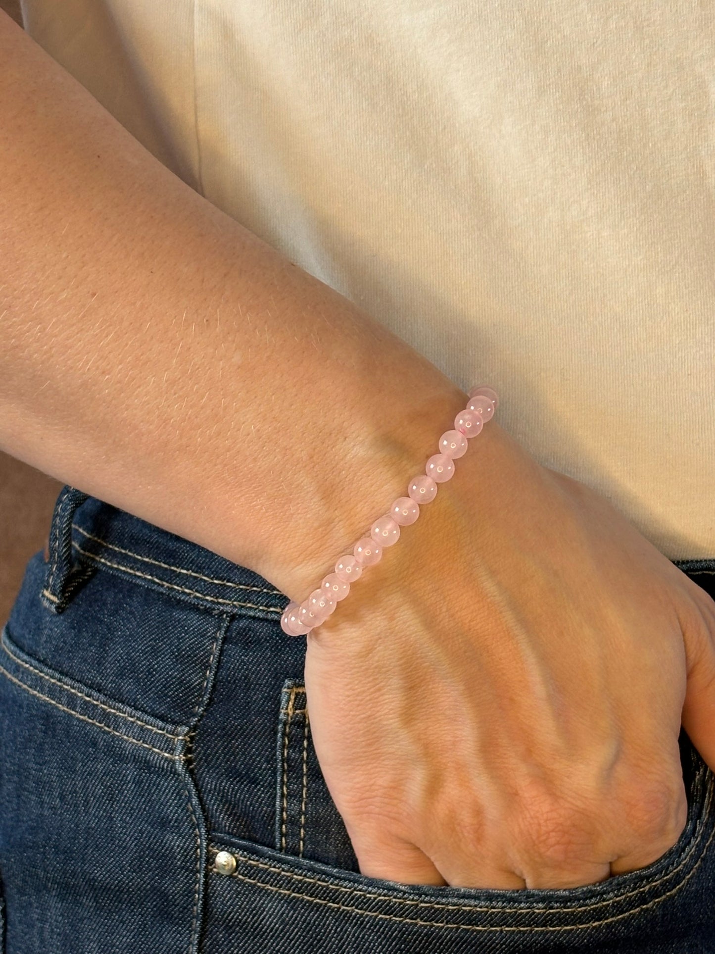 Rozenkwarts armband, 6mm