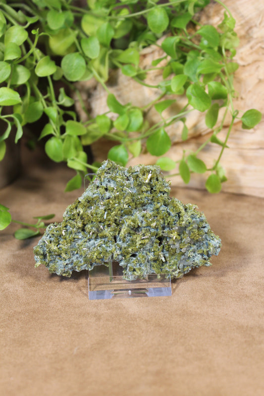 Epidoot kristalcluster met mosgroene kristallen