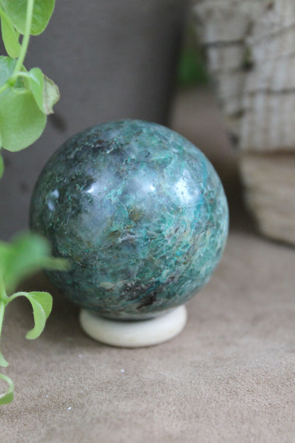 Amazoniet bol met blauwgroene tekening inclusief ringhouder