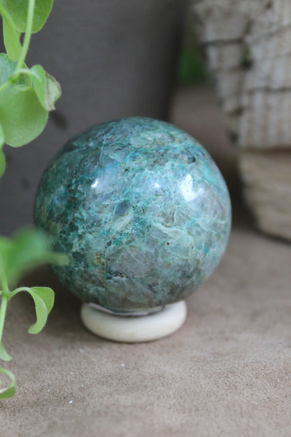 Amazoniet bol met blauwgroene tekening inclusief ringhouder