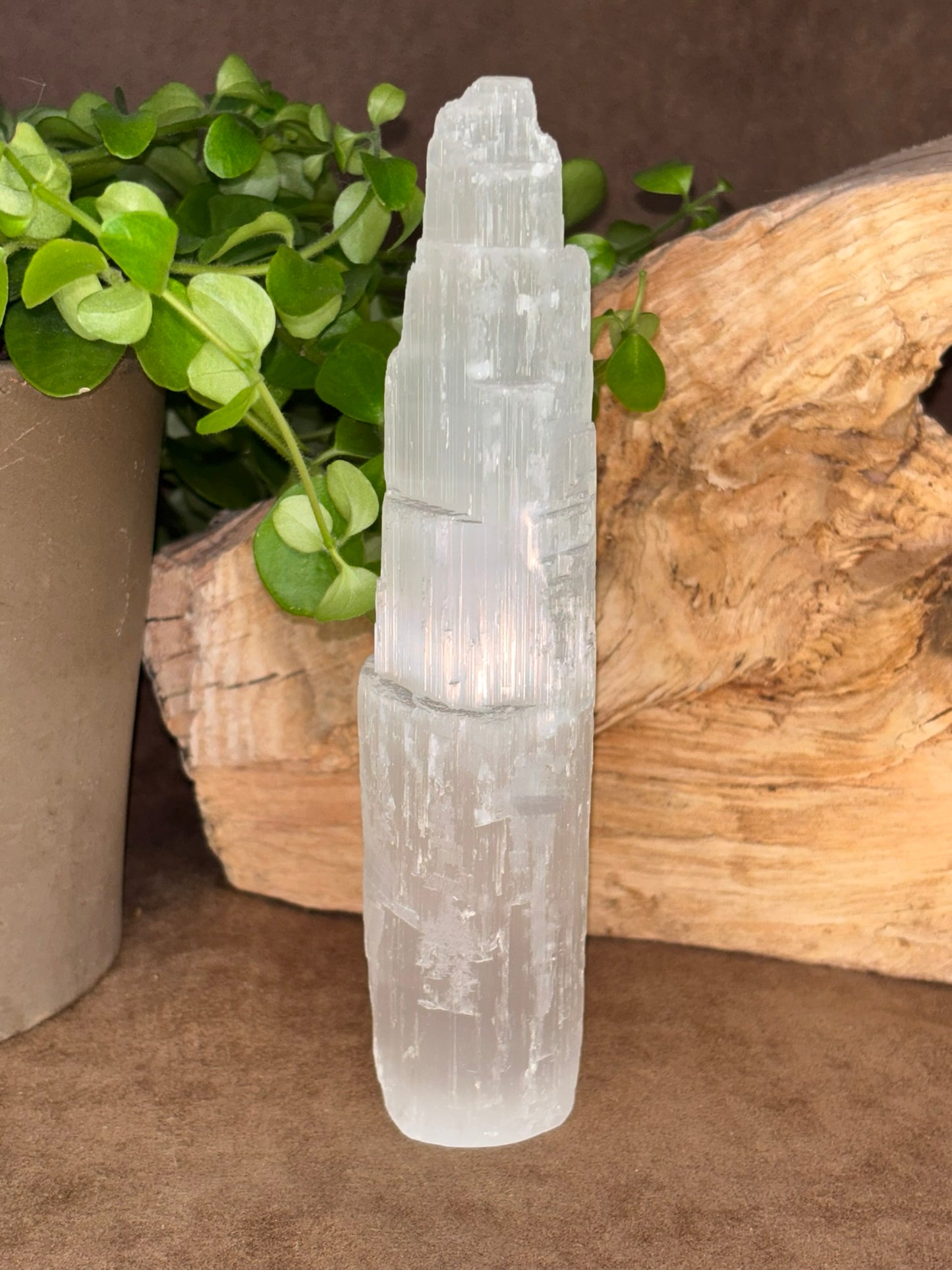 Seleniet/Satijnspaat toren, 15 cm