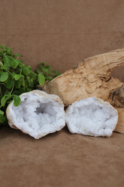 Kwarts geode – 2 bijpassende helften