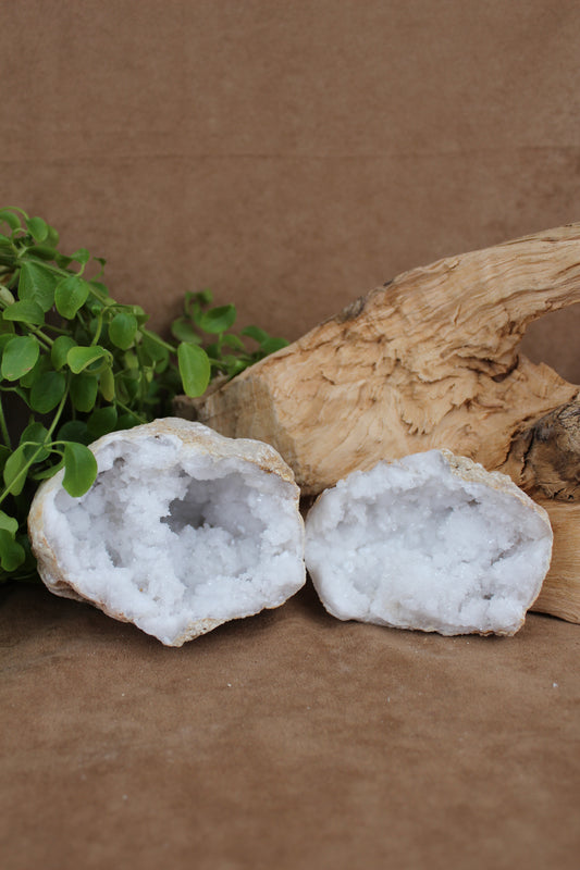 Kwarts geode – 2 bijpassende helften
