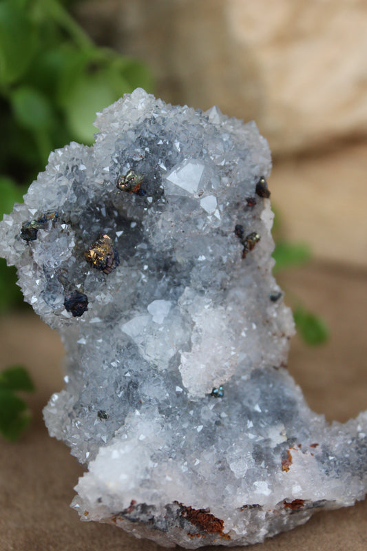 Kwarts met chalcopyriet uit Marokko
