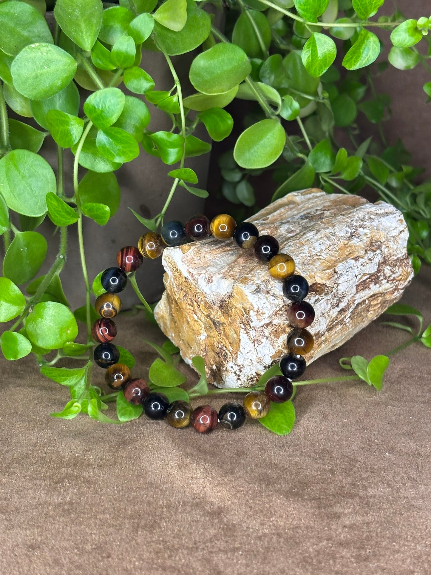 Tijgeroog mix armband, 8mm